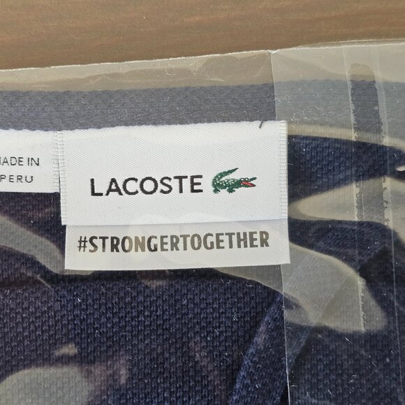 NWT LACOSTE Navy Blue Pique Cotton Ear Loop Face Mask W/ Pouch Unisex One Size - Picture 8 of 9
